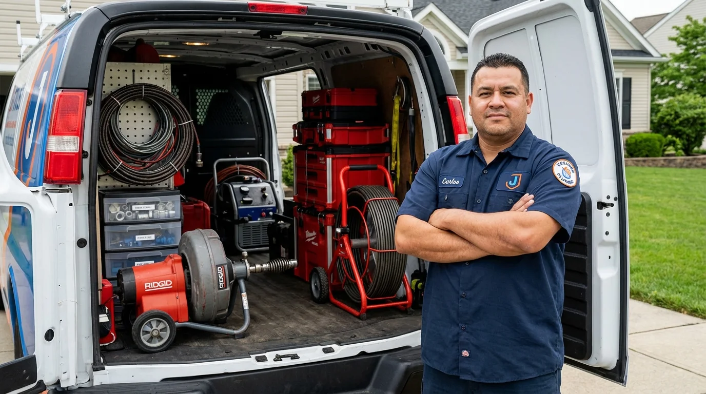 Professional drain cleaning equipment and Johns Plumbing LLC plumber in Byers