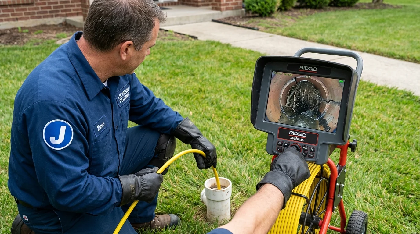 Sewer camera inspection being performed by Johns Plumbing LLC in Byers